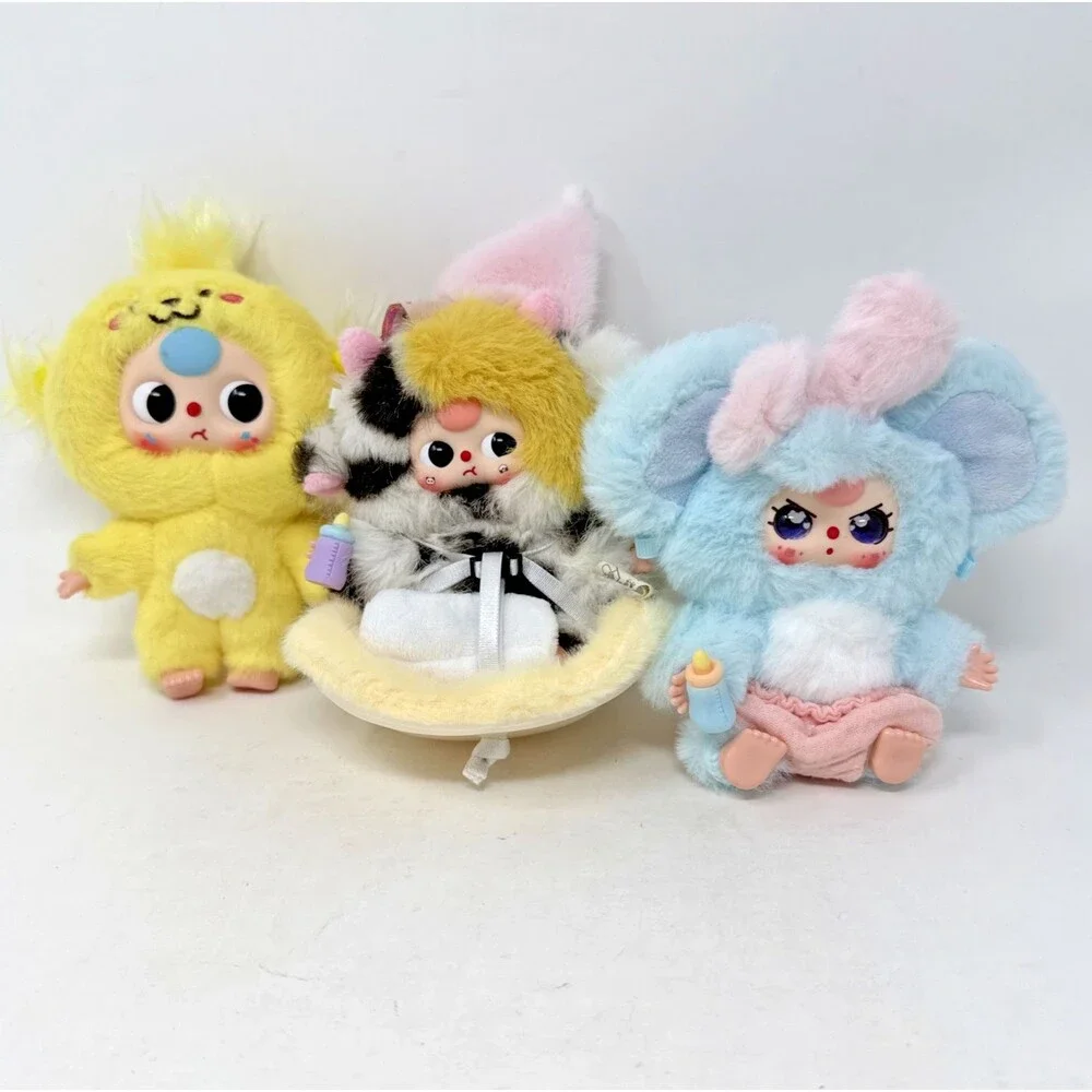 3 Baby Three Plush Dolls Vehicle Mounted Dashing Cow Elephant Cats & Dogs Cheezu
